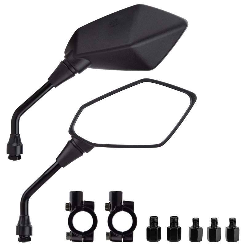 CICMOD Motorrad Spiegel Universal Rückspiegel Set mit Halterung M8 M10 Rechtsgewinde Linksgewinde Seitenspiegel Fit für Motorrad Sport Choppers Scooter Cruiser Moped, Schwarz von CICMOD