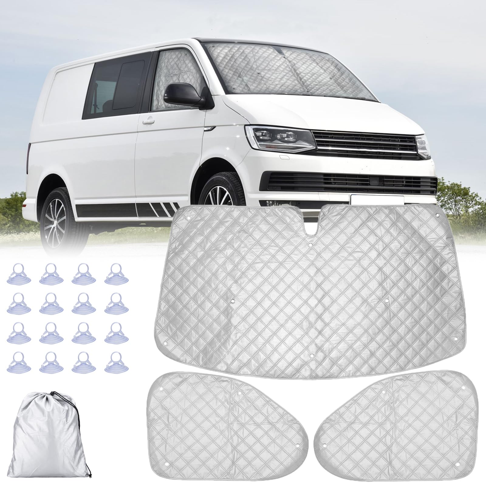 CICMOD Thermomatten für T5 T6 Transporter, Sonnenschutz Innen Frontscheibenabdeckung Frontscheiben, Interner Windschutzscheiben-Abdeckung Thermomatte Fahrerhaus CICMOD Thermomatten für T5 T6 Transporter, Sonnenschutz Innen Frontscheibenabdeckung Frontscheiben, Interner Windschutzscheiben-Abdeckung Thermomatte Fahrerhaus von CICMOD