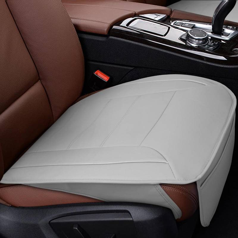 CICMOD Sitzbezug Auto, PU Autositzbezüge Vordersitze, Sitzkissen Auto, Sitzauflagen Anti Rutsch Autositzauflage Universal Vorne Auto Sitzschoner 1 Stück Grau von CICMOD