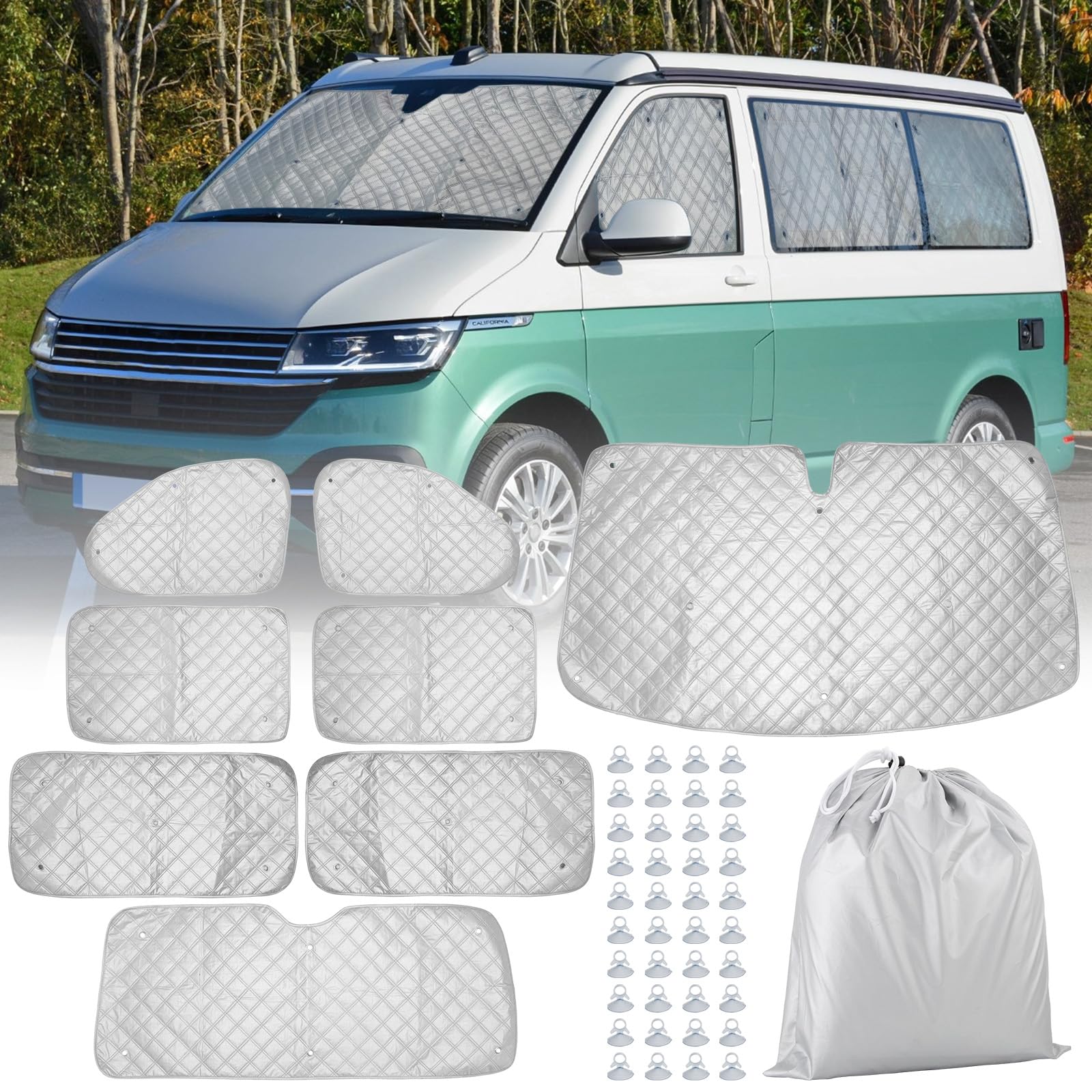 CICMOD Sonnenschutz Frontscheibe für T5 T6 Wohnmobil Transporter Thermomatten, 8PCS Innen Frontscheibenabdeckung Thermomatte Fahrerhaus - Verdunkelung Okklusion CICMOD Sonnenschutz Frontscheibe für T5 T6 Wohnmobil Transporter Thermomatten, 8PCS Innen Frontscheibenabdeckung Thermomatte Fahrerhaus - Verdunkelung Okklusion von CICMOD