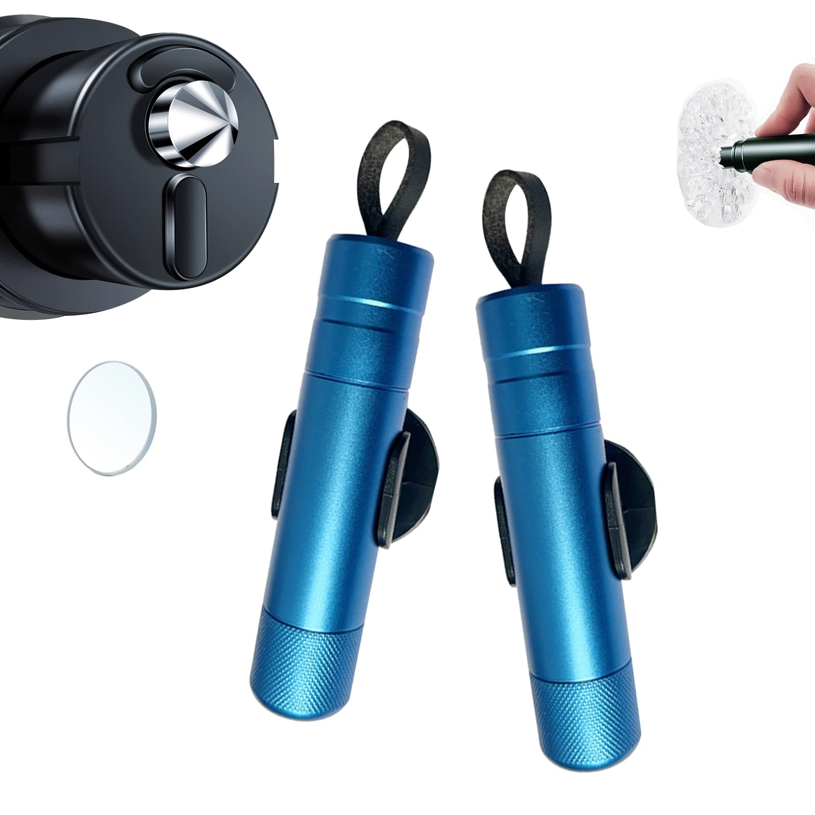 CISIYOO Safe Pro X FüR Autoscheiben,Safe Pro X Auto,Safepro X Auto Notfallhammer & Gurtenschneider,Fahrgestell und Testglas,Kompatibel Mit Allen Fahrzeugen Land Und Unterwasser (Blau*Blau) von CISIYOO