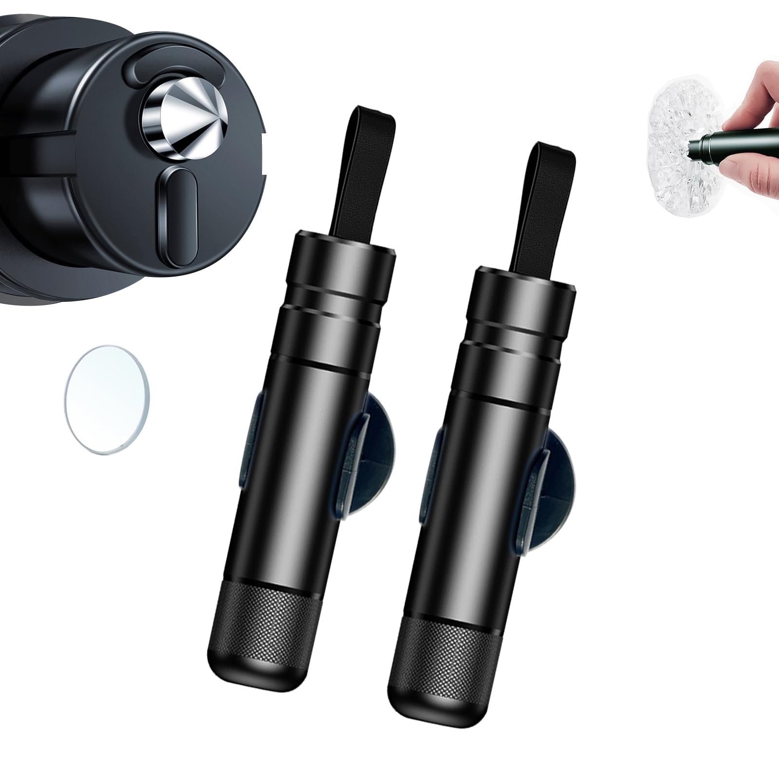 CISIYOO Safe Pro X FüR Autoscheiben,Safe Pro X Auto,Safepro X Auto Notfallhammer & Gurtenschneider,Fahrgestell und Testglas,Kompatibel Mit Allen Fahrzeugen Land Und Unterwasser (Schwarz*Schwarz) von CISIYOO