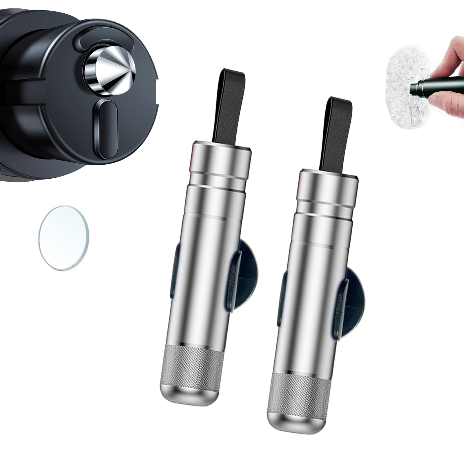 CISIYOO Safe Pro X FüR Autoscheiben,Safe Pro X Auto,Safepro X Auto Notfallhammer & Gurtenschneider,Fahrgestell und Testglas,Kompatibel Mit Allen Fahrzeugen Land Und Unterwasser (Silber*Silber) von CISIYOO