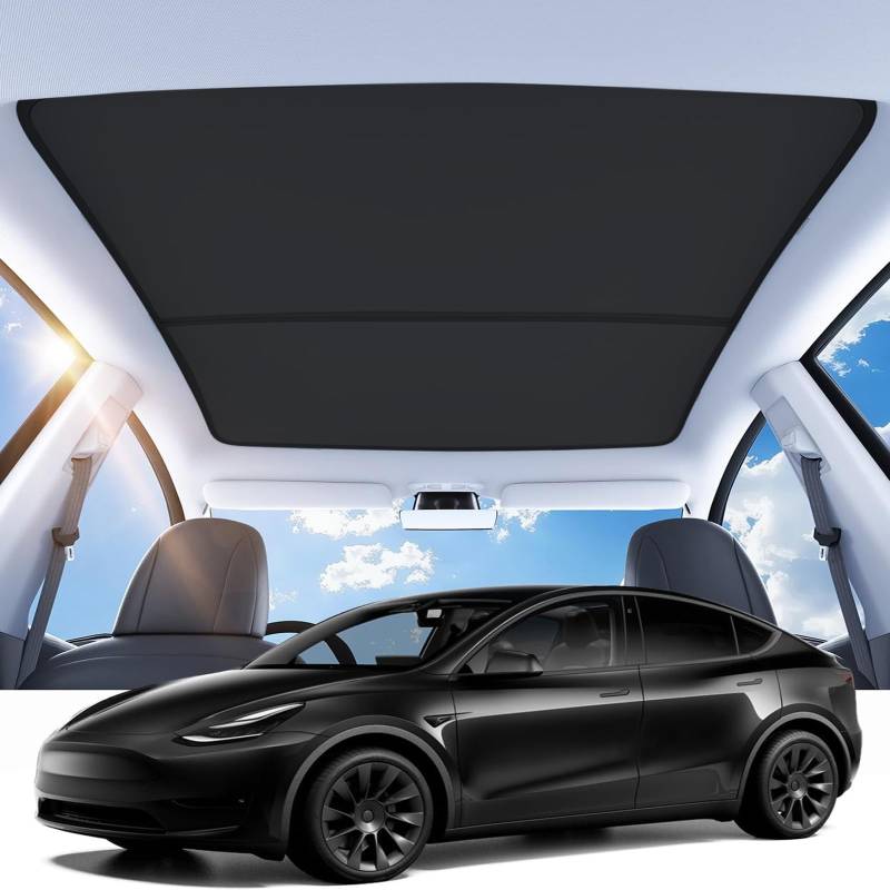 Auto Sonnenblende für Tesla Model Y, UV-Schutz Abdeckung Sonnenblende für Tesla Model Y 2021 2022 2023, Seitenfenster Mesh Sonnenblende Vorderes und Hinteres Schiebedach Sonnenblende von CISSIYOG