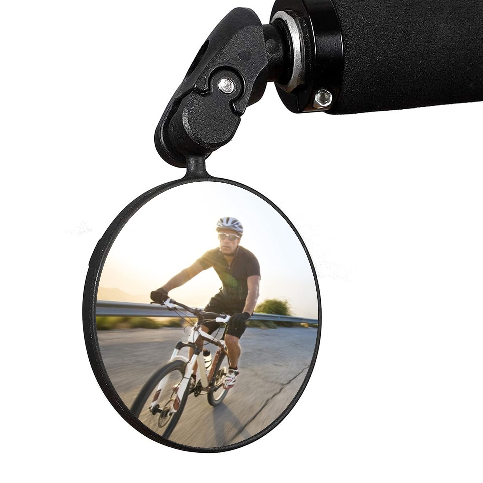 Fahrradspiegel Rückspiegel, HD Weitwinkel Konvexlinsen Fahrradrückspiegel für 17.4-22mm, 360° Konvexspiegel mit einstellbarer Drehung und Lenker für Ebike Rennräder Mountainbikes (1 Stück) von CJHZQYY