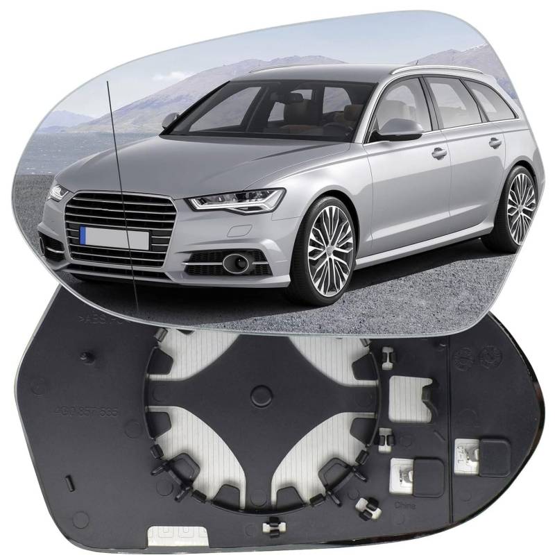 Außenspiegel Glas mit Trägerplatte Beheizt für Audi A6 2011-2015 2016 2017 2018, Links Rechts Tür Beheizbar Spiegelglas Ersatz Auto Zubehör,Left von CJJNFDC