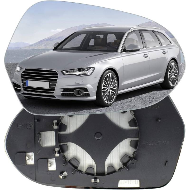 Außenspiegel Glas mit Trägerplatte Beheizt für Audi A6 2011-2015 2016 2017 2018, Links Rechts Tür Beheizbar Spiegelglas Ersatz Auto Zubehör,Right von CJJNFDC
