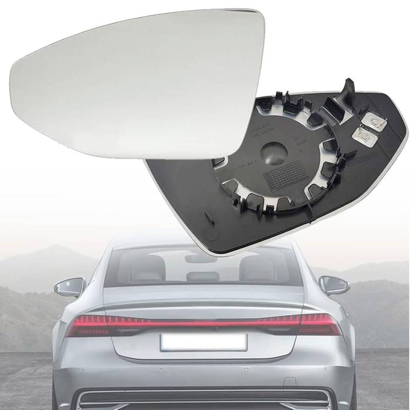 Außenspiegel Glas mit Trägerplatte Beheizt für Audi A7 2018-2021 2022 2023 2024, Links Rechts Tür Beheizbar Spiegelglas Ersatz Auto Zubehör,Left von CJJNFDC