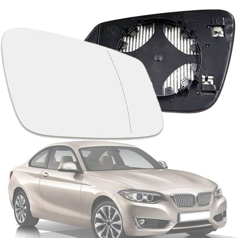 Außenspiegel Glas mit Trägerplatte Beheizt für BMW Series 2 F22 Coupe 2014-2019 2020 2021, Links Rechts Tür Beheizbar Spiegelglas Ersatz Auto Zubehör,Left von CJJNFDC
