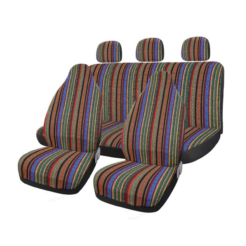CJMPZKVRY Autositzbezüge-Set Baja Satteldecke Webart Universal Fit Die meisten Autositze Schutz Lenkradbezug Schutz(7pcs Style2) von CJMPZKVRY