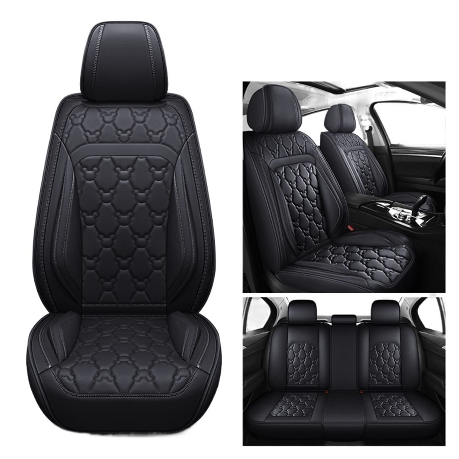CJMPZKVRY Autositzbezug PU-Kissenstation Universelle Belüftung Kompatibel mit Jaguar Alle Modelle F-PACE XJL XEL XF XE F-Type XK XFL Auto-Styling Auto(Black Standard) von CJMPZKVRY