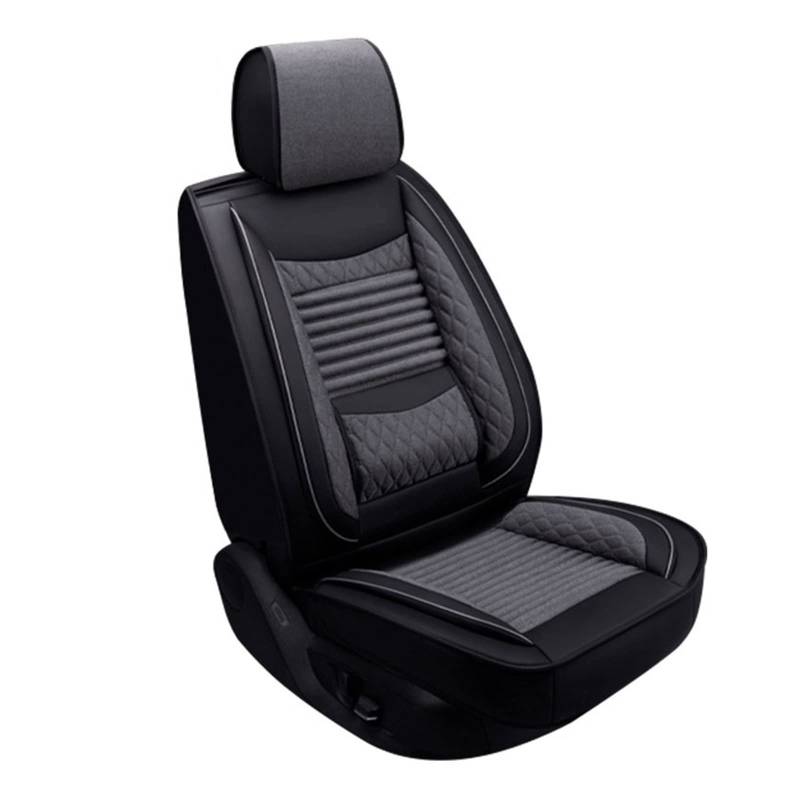 CJMPZKVRY Luxus-Autositzbezüge Leder Flachs Sitzbezug Matte Universal Autos Sitzbezüge Kissenschutz Stuhl Sitzbezug Teppiche(Front Gray 1 pc) von CJMPZKVRY