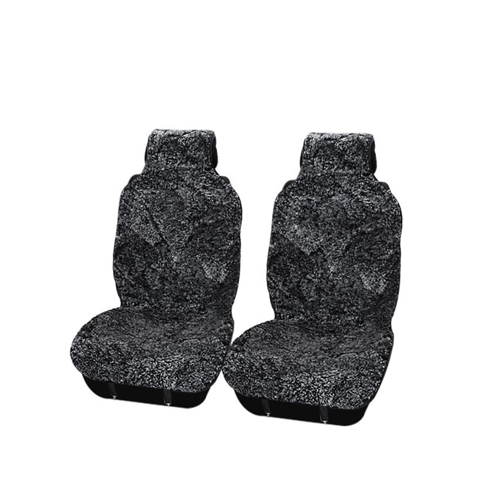 CJMPZKVRY Universal-Autositzbezüge Schaffell Fell Sitzkissen 2 Stück Auto Vordersitz oder 1 Stück Rücksitz Autozubehör(2PCS Front seat Black) von CJMPZKVRY