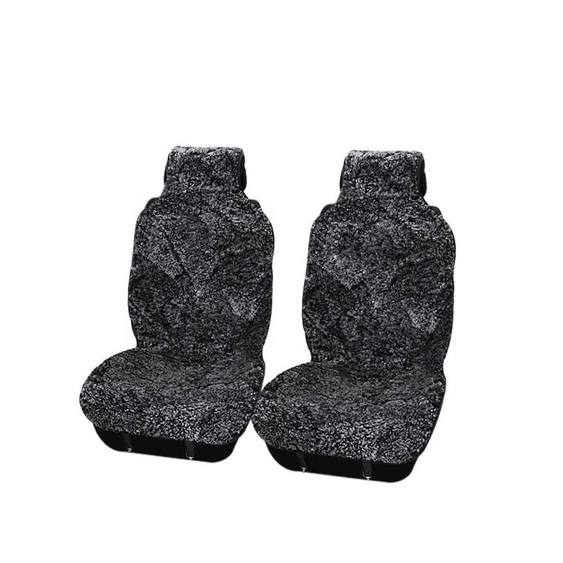 CJMPZKVRY Universal-Autositzbezüge Schaffell Fell Sitzkissen 2 Stück Auto Vordersitz oder 1 Stück Rücksitz Autozubehör(2PCS Front seat Black) von CJMPZKVRY