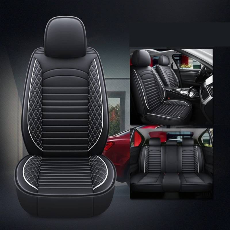 CJMPZKVRY Universeller 5-Sitzer-Autositzbezug, kompatibel mit Mazda 3 CX-5 2 5 6 CX-3 CX-4 CX-7 CX-9 MX-5 RX-8, Autozubehör, Innendetails(Black White 5 Seat) von CJMPZKVRY