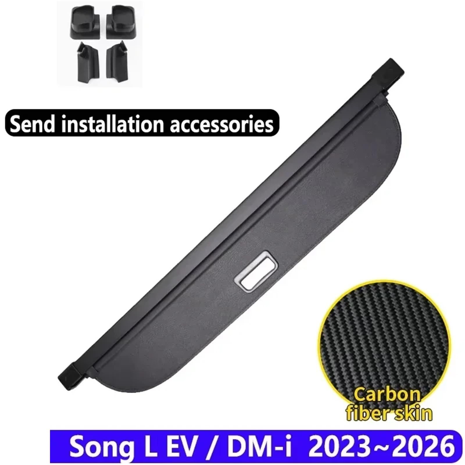 Kofferraumvorhang Kompatibel Mit BYD Song L EV Song L DM-i 2023~2026 Gepäckaufbewahrung Verstellbare Trennwand Schutzhülle Autozubehör(Carbon fiber skin) von CJMPZKVRY