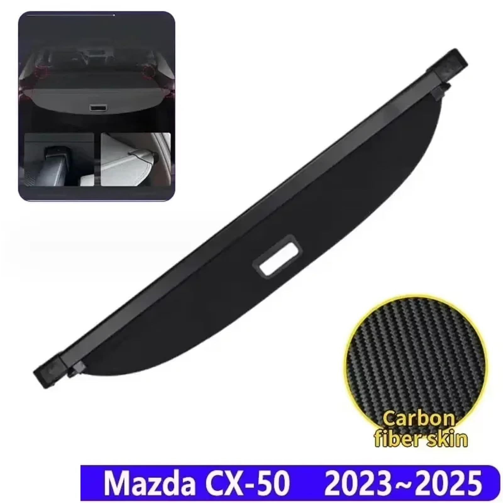 Kofferraumvorhang Kompatibel Mit Mazda CX-50 CX50 VA 2023~2025 Gepäckaufbewahrung Verstellbare Trennwand Schutzabdeckung for Die Privatsphäre Zubehör(Carbon fiber skin) von CJMPZKVRY