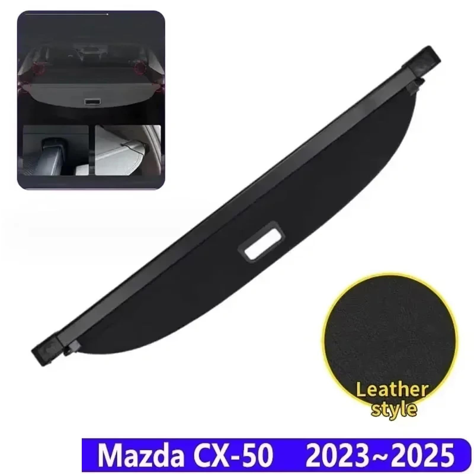 Kofferraumvorhang Kompatibel Mit Mazda CX-50 CX50 VA 2023~2025 Gepäckaufbewahrung Verstellbare Trennwand Schutzabdeckung for Die Privatsphäre Zubehör(Leather) von CJMPZKVRY