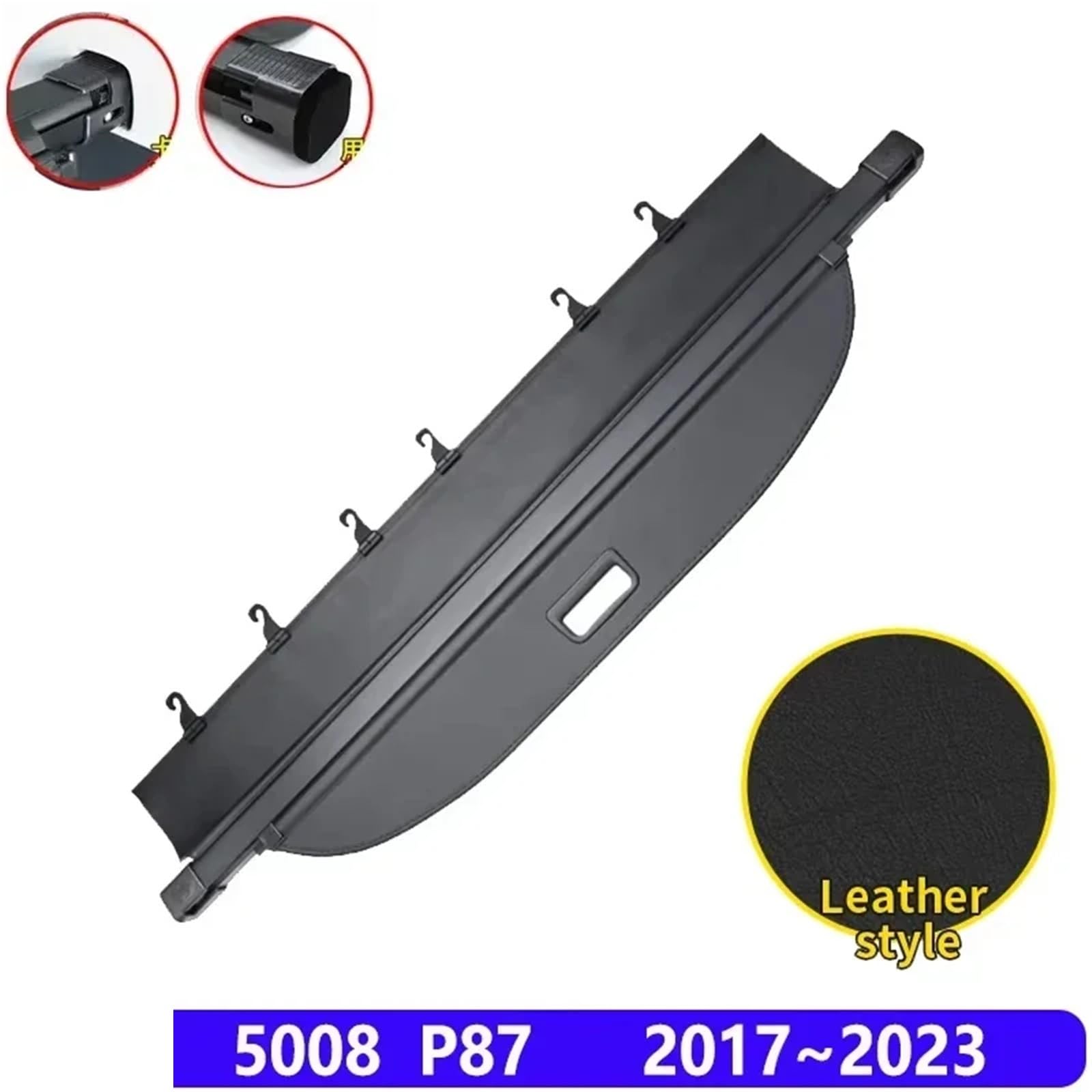 Kofferraumvorhang Kompatibel Mit Peugeot 5008 P84 MK2 2017-2023 Gepäckaufbewahrung Verstellbare Trennwand Schutzabdeckung for Die Privatsphäre Zubehör(Leather) von CJMPZKVRY