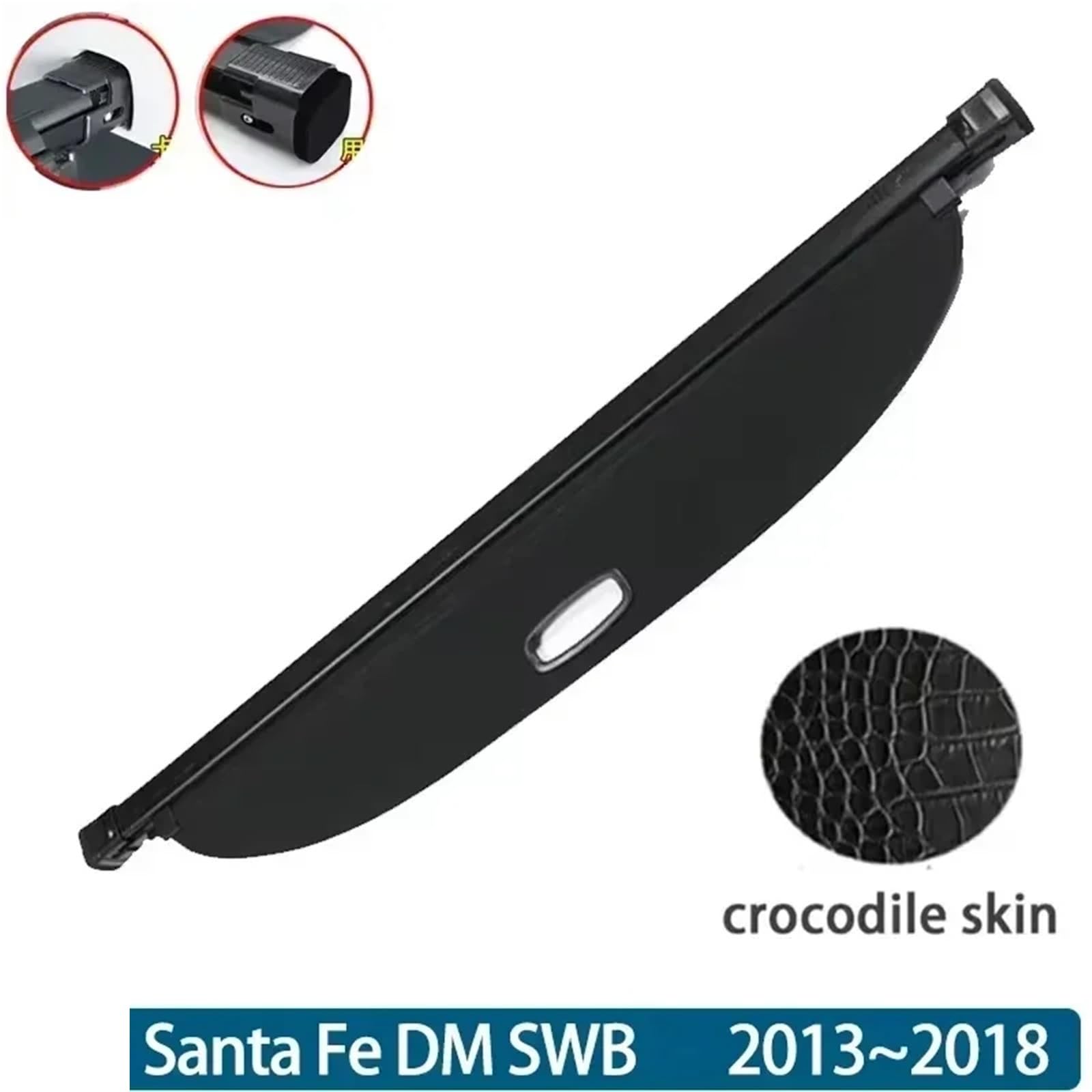 Kofferraumvorhang Kompatibel mit Hyundai Santa Fe Sport SWB 2013~2018 Gepäckaufbewahrung Verstellbare Trennwand Schutzhülle Autozubehör(Crocodile skin) von CJMPZKVRY