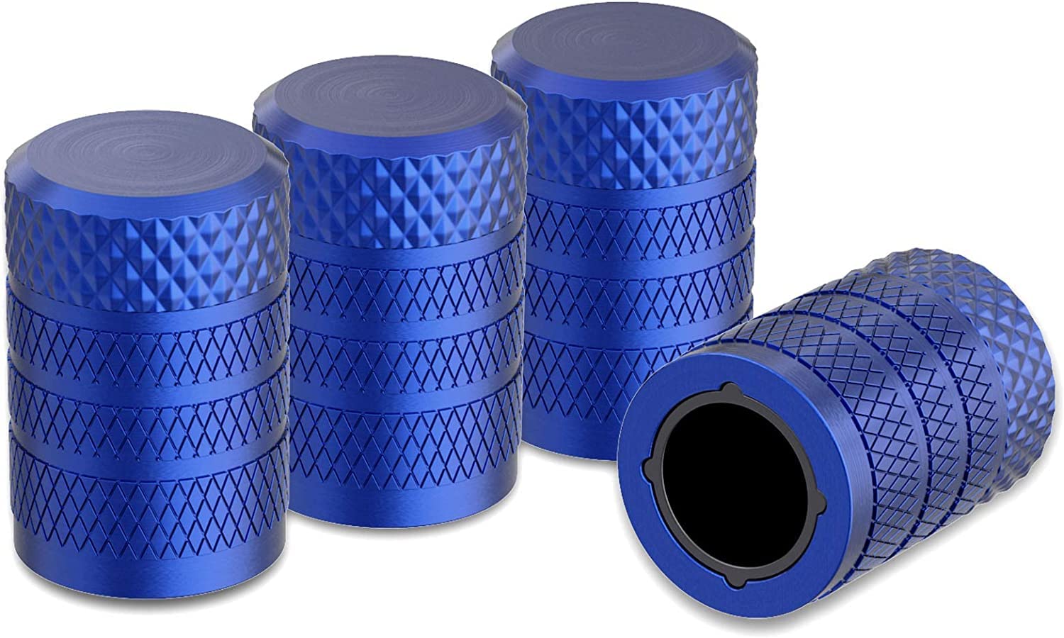 CKAuto Reifenventilkappen, blau, 4 STK./Packung, eloxiertes Aluminium Reifenventilkappen-Set, korrosionsbeständig, universelle Ventilkappen für Autos LKWs Motorräder Geländewagen und Fahrräder von CKAuto