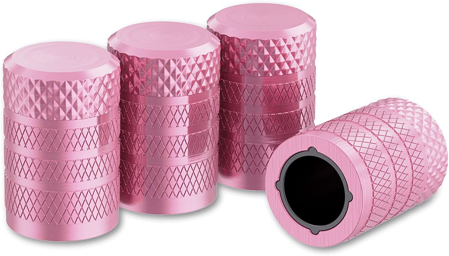 CKAuto Reifenventilkappen, rosa, 4 STK./Packung, eloxiertes Aluminium Reifenventilkappen-Set, korrosionsbeständig, universelle Ventilkappen für Autos LKWs Motorräder Geländewagen und Fahrräder von CKAuto