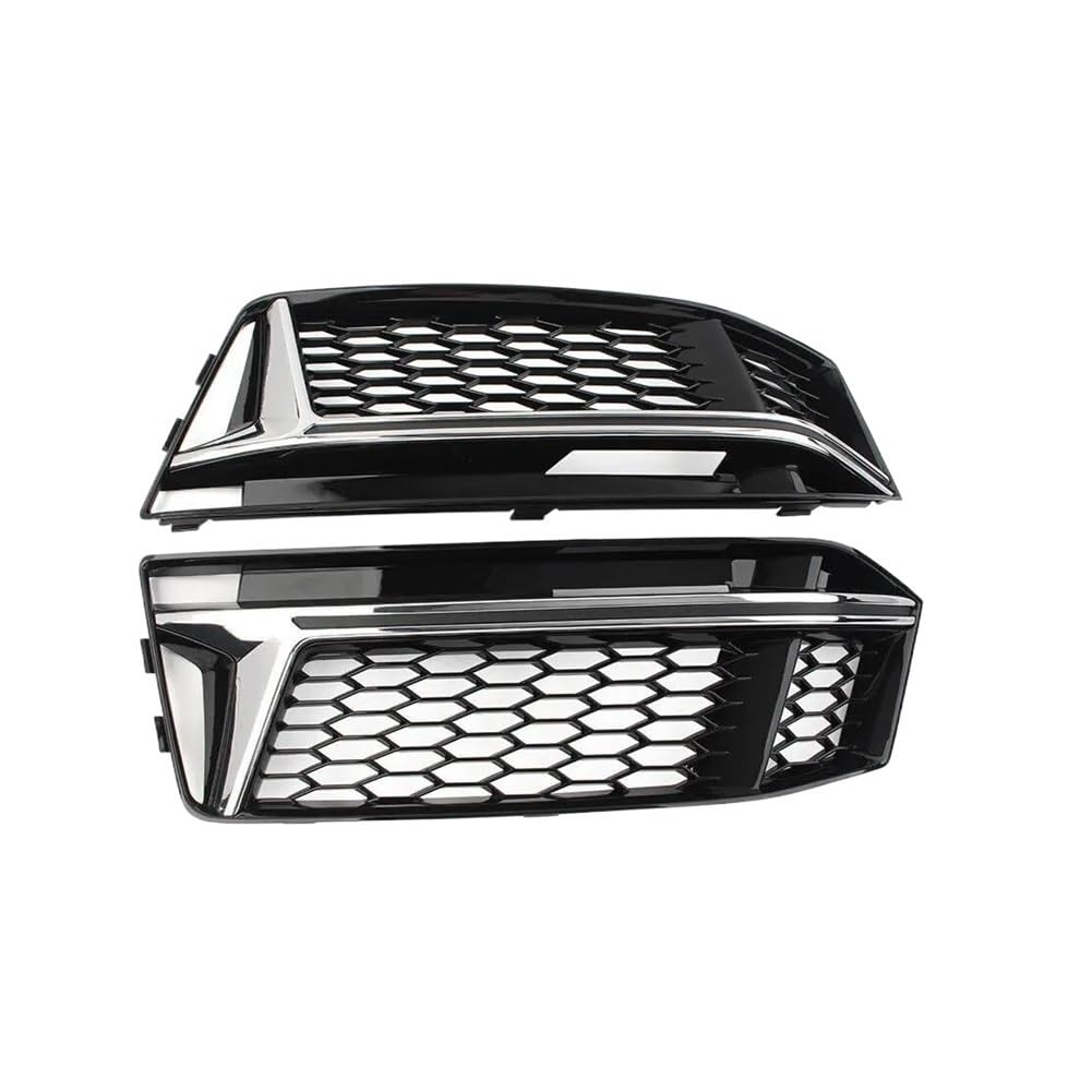 Auto-Frontgrill 1 Paar Auto-Frontstoßstange Nebelscheinwerfer-Kühlergrill-Abdeckung Mesh Nebelscheinwerfergrill Für A4 S4 B9 S-Linie 2016 2017 2018 Autogrills(Chrome Silver) von CKGRHJSA