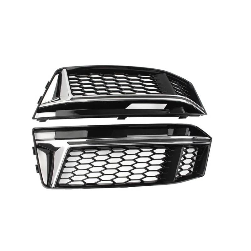 Auto-Frontgrill 1 Paar Auto-Frontstoßstange Nebelscheinwerfer-Kühlergrill-Abdeckung Mesh Nebelscheinwerfergrill Für A4 S4 B9 S-Linie 2016 2017 2018 Autogrills(Chrome Silver) von CKGRHJSA