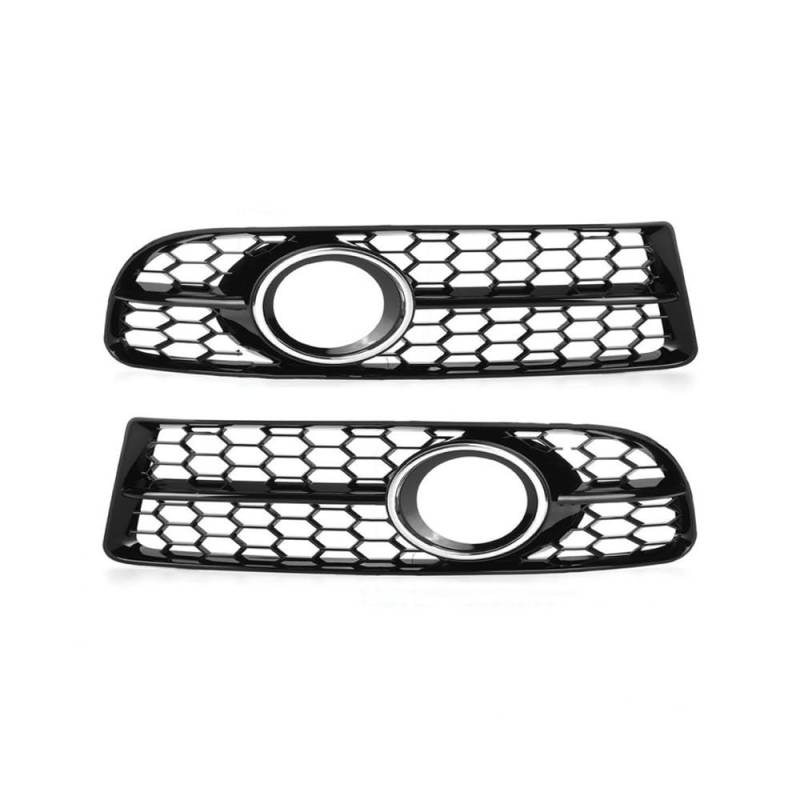 Auto-Frontgrill 1 Paar Wabengitter-Nebelscheinwerfer-Grillabdeckungen Auto-Frontstoßstange Nebelscheinwerfer-Renngitter Für A4 B7 S4 B7 A4 S-Linie 2005-2008 Autogrills(Chrome Silver) von CKGRHJSA