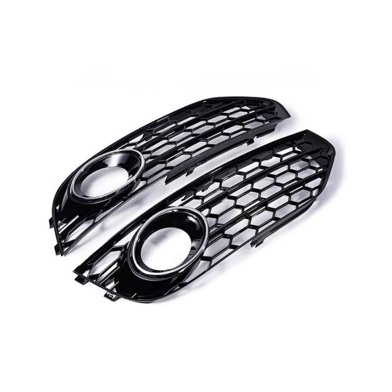 Auto-Frontgrill Auto-Nebelscheinwerfer-Lampengrill-Abdeckung, Waben-Frontstoßstange Nebelscheinwerfer-Grill-Abdeckung Für A4 B8 B8.5 2009–2015 Autogrills(Chrome) von CKGRHJSA