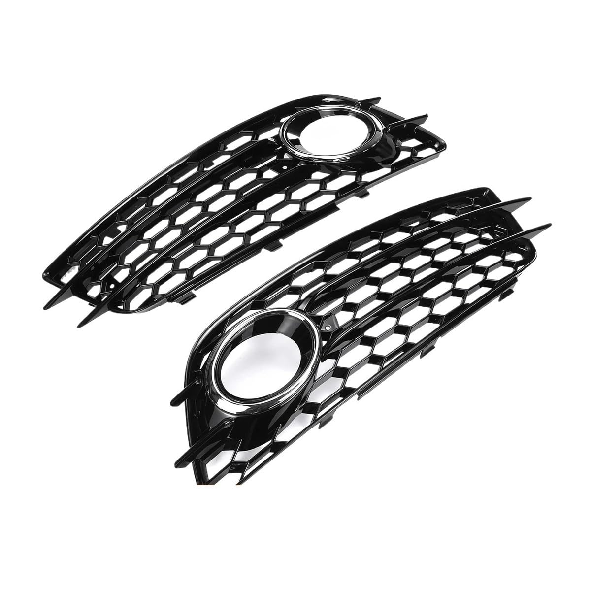 Auto-Frontgrill Frontstoßstange Nebelscheinwerfer Kühlergrill Für A4 B8 Für S-Linie S4 2008-2012 1 Paar Wabennetz Nebelscheinwerfer Grillabdeckung Autogrills(Chrome Silver) von CKGRHJSA