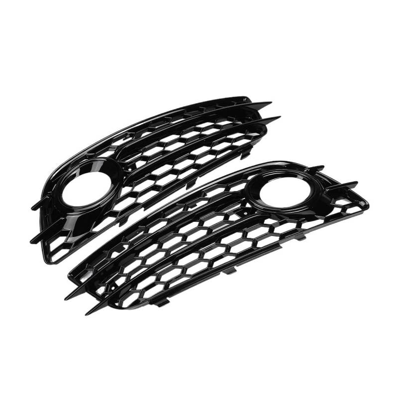 Auto-Frontgrill Frontstoßstange Nebelscheinwerfer Kühlergrill Für A4 B8 Für S-Linie S4 2008-2012 1 Paar Wabennetz Nebelscheinwerfer Grillabdeckung Autogrills(Glossy Black) von CKGRHJSA
