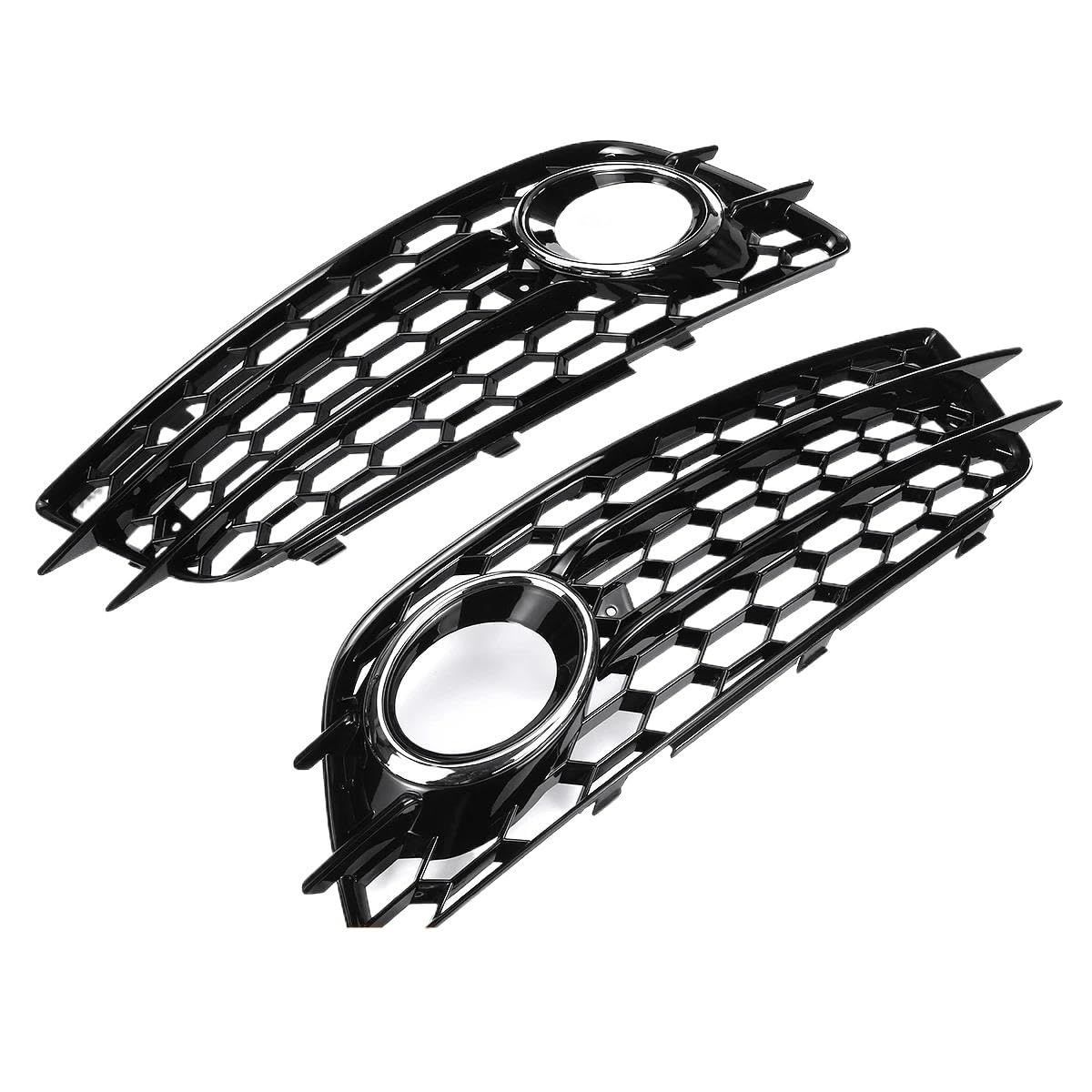 Auto-Frontgrill Frontstoßstange Nebelscheinwerfer Kühlergrill Für A4 B8 S-Linie S4 2008-2012 1 Paar Mesh Nebelscheinwerfer Grillabdeckung Autogrills(Chrome Silver) von CKGRHJSA