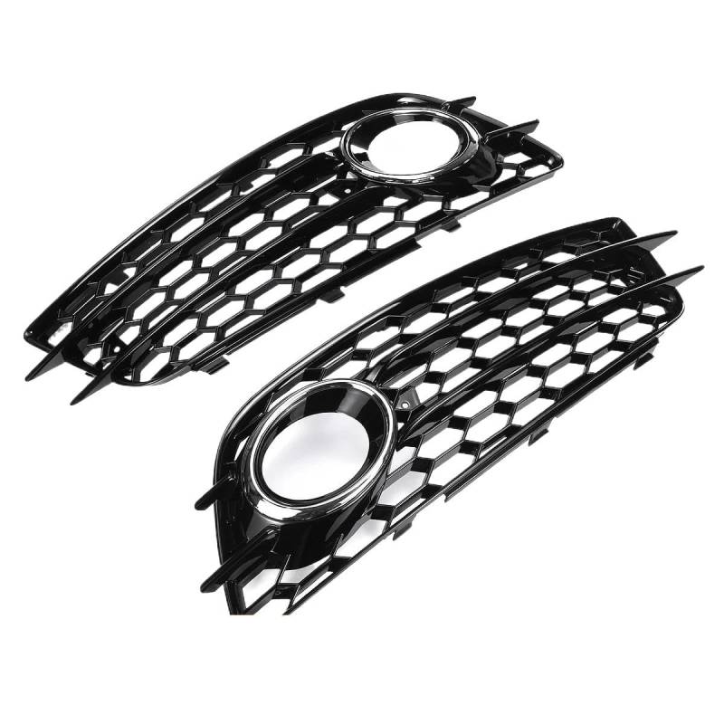Auto-Frontgrill Frontstoßstange Nebelscheinwerfer Kühlergrill Für A4 B8 S-Linie S4 2008-2012 1 Paar Mesh Nebelscheinwerfer Grillabdeckung Autogrills(Chrome Silver) von CKGRHJSA