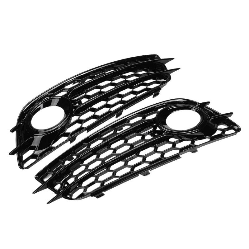Auto-Frontgrill Frontstoßstange Nebelscheinwerfer Kühlergrill Für A4 B8 S-Linie S4 2008-2012 1 Paar Mesh Nebelscheinwerfer Grillabdeckung Autogrills(Glossy Black) von CKGRHJSA