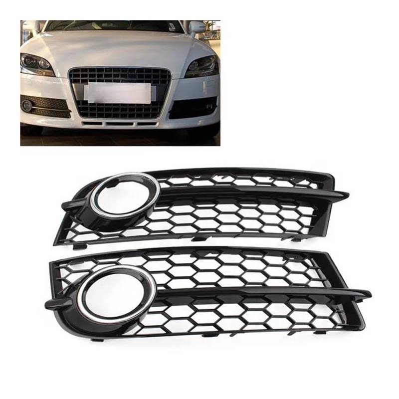 Auto-Frontgrill Frontstoßstange Wabengitter Lichtabdeckung Außenzubehör 1 Paar Glänzend Schwarzer Auto-Nebelscheinwerfergrill Für TT 8J 2006-2014 Autogrills(Chrome Silver) von CKGRHJSA