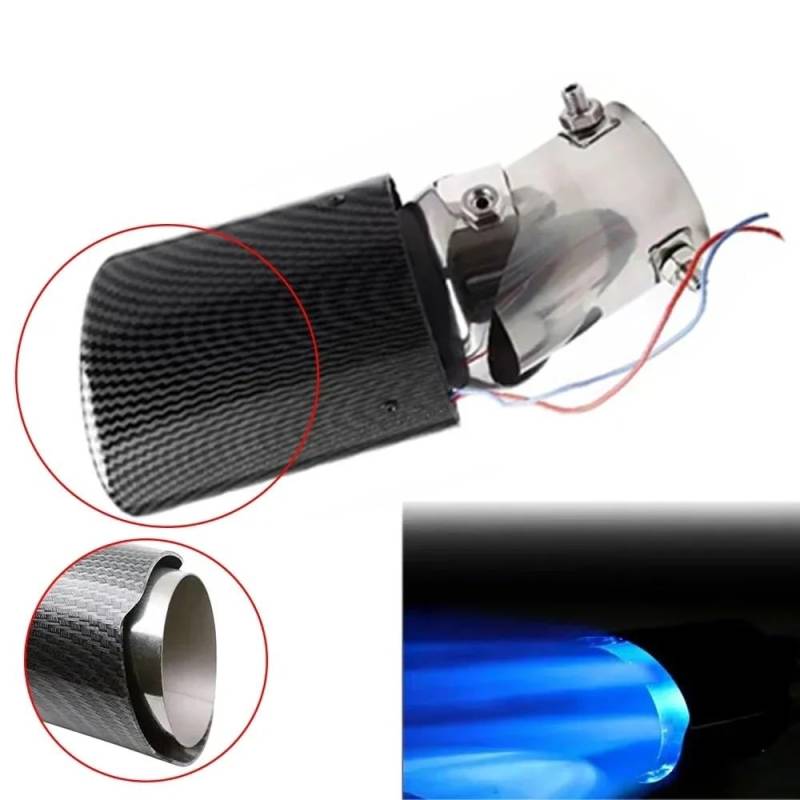 Auspuffblende,Auspuffblenden Universal Auto Auspuff Schalldämpfer Spitze Endrohr Carbon Fiber Auto Einzel Outlet Throat Auspuffrohr(H Adjustable) von CKryzillix