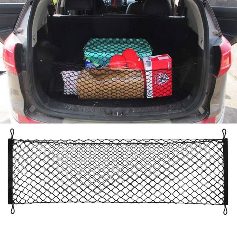 Auto Organizer Kofferraum,Kofferraumtasche Auto Auto Kofferraum Mesh Cargo Organizer Gepäck Zeug Waren Fix Lagerhalter Net Stand Universal Rutsche Heckkasse Haken Mesh von CKryzillix