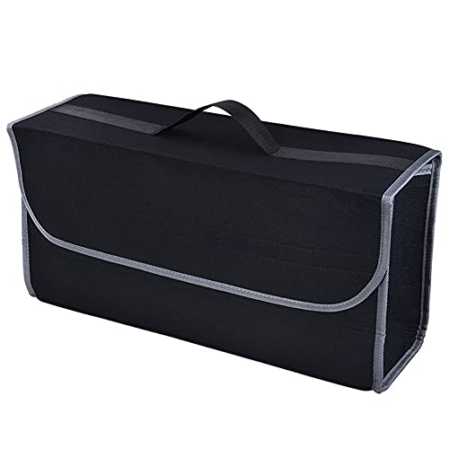 Auto Organizer Kofferraum,Kofferraumtasche Auto Kofferraum Organizer Auto Weiche Filz Aufbewahrungsbox Fracht Container Box Kofferraumtasche Storne Aufräumen Halter Multi-Tasche(Black) von CKryzillix