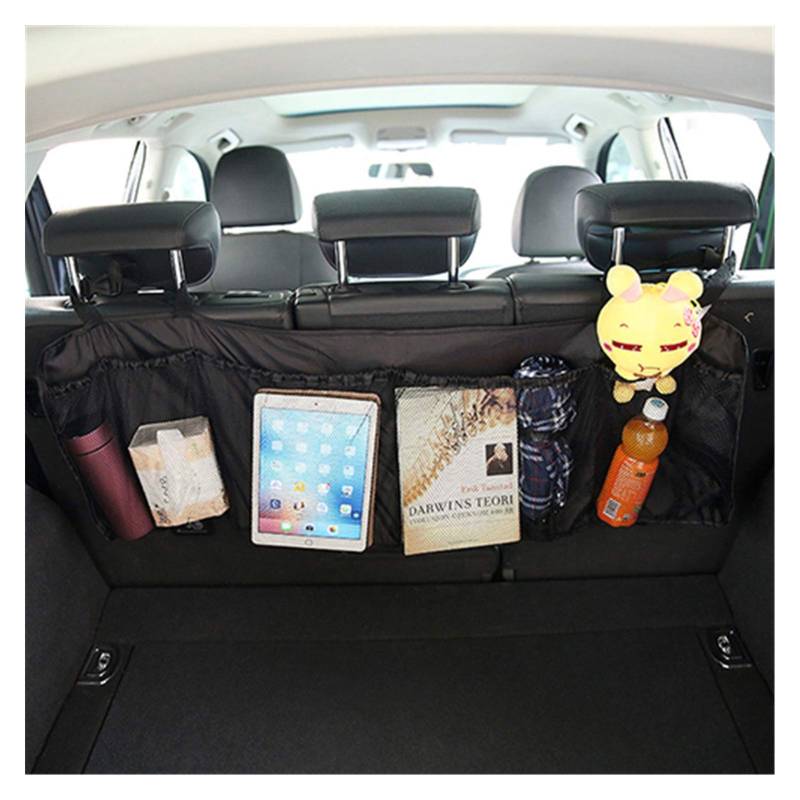 Auto Organizer Kofferraum,Kofferraumtasche Auto-Kofferraum Rücksitz Organizer Tasche SUV Net Mesh Storing Storing Tating Taschen Mülleimer Automobile Taschen in Autos Zubehör(Black) von CKryzillix