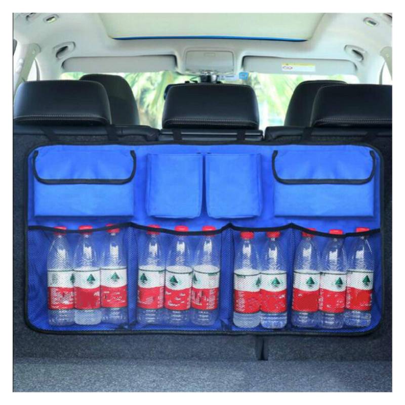 Auto Organizer Kofferraum,Kofferraumtasche Auto Rücksitz Zurück Aufbewahrungstasche Multi Hängende Netze Taschenstamm Tasche Organizer Auto Storing Aufräumen Inneneinrichtungen Zubehör Liefert(Blue) von CKryzillix
