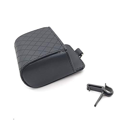 Auto Organizer Kofferraum,Kofferraumtasche Auto Vent Outlet Mülleimer PU-Leder Auto Mobiltelefonhalter Aufbewahrungstasche Organizer Automobil Hängende Box Auto Styling Tasche(Black) von CKryzillix