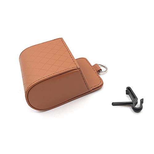 Auto Organizer Kofferraum,Kofferraumtasche Auto Vent Outlet Mülleimer PU-Leder Auto Mobiltelefonhalter Aufbewahrungstasche Organizer Automobil Hängende Box Auto Styling Tasche(Brown) von CKryzillix
