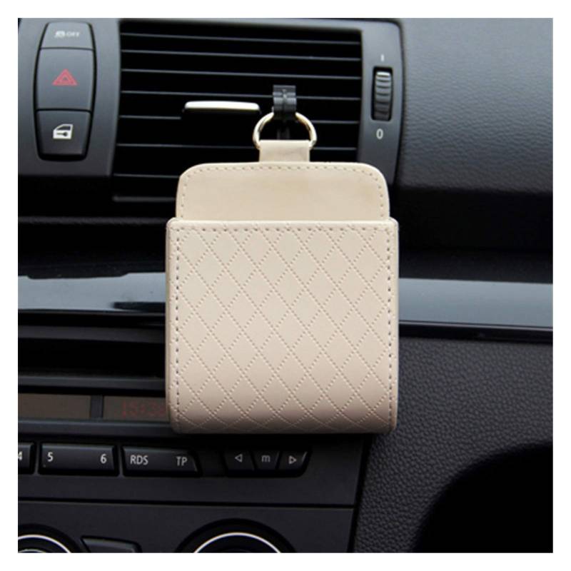 Auto Organizer Kofferraum,Kofferraumtasche Auto Vent Outlet Mülleimer PU-Leder Auto Mobiltelefonhalter Aufbewahrungstasche Organizer Automobil Hängende Box Auto Styling Tasche(White) von CKryzillix