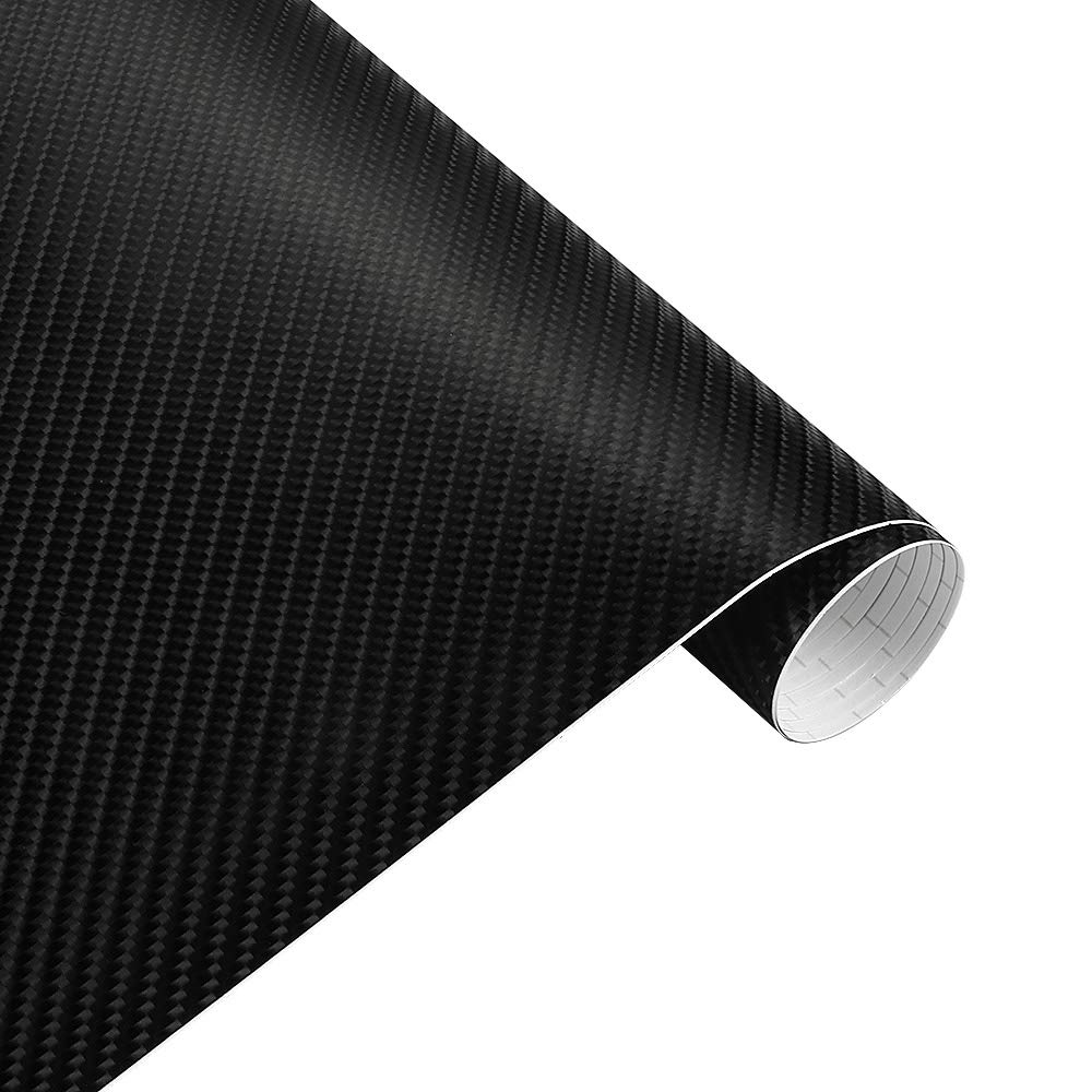 Autofolie,Car Wrapping Folie 152x10cm Carbonfaser-Vinylfolie Autoaufkleber Wasserdicht DIY Motorrad Auto Styling Zubehör Wrap Mit Luftblasenfreien(Black,600x50cm) von CKryzillix