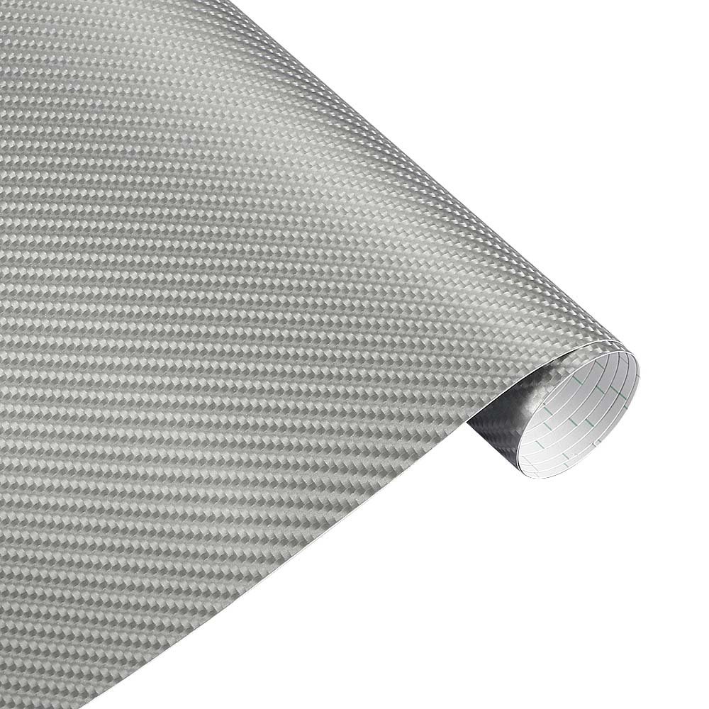 Autofolie,Car Wrapping Folie 152x10cm Carbonfaser-Vinylfolie Autoaufkleber Wasserdicht DIY Motorrad Auto Styling Zubehör Wrap Mit Luftblasenfreien(Silver,200x50cm) von CKryzillix