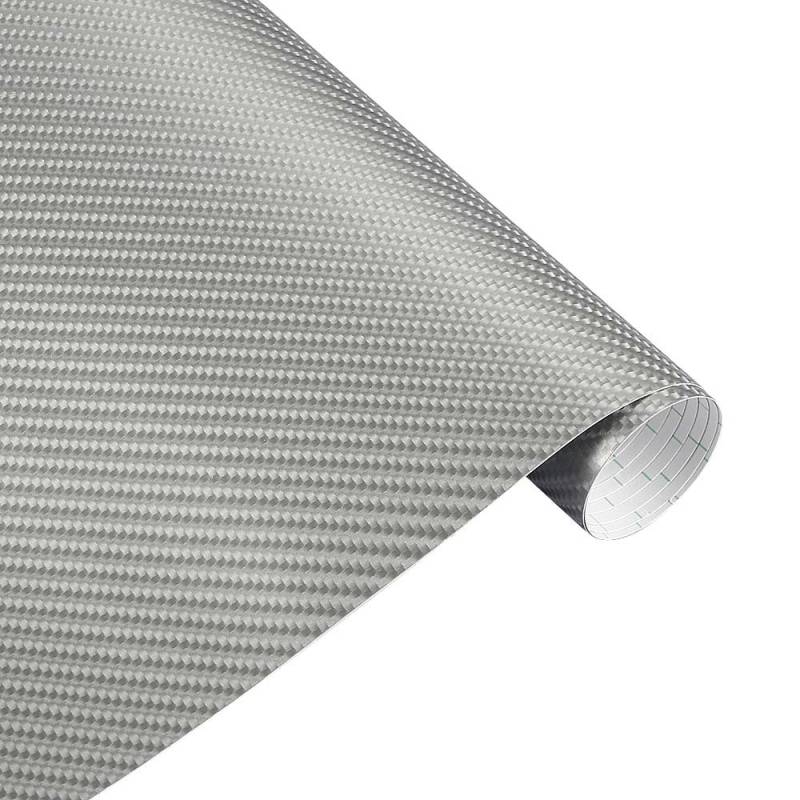 Autofolie,Car Wrapping Folie 152x10cm Carbonfaser-Vinylfolie Autoaufkleber Wasserdicht DIY Motorrad Auto Styling Zubehör Wrap Mit Luftblasenfreien(Silver,200x50cm) von CKryzillix