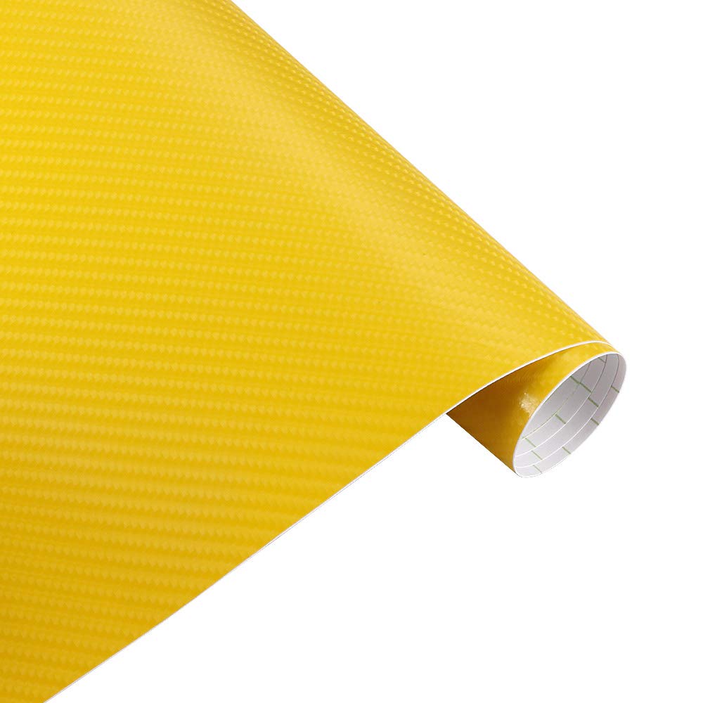 Autofolie,Car Wrapping Folie 152x10cm Carbonfaser-Vinylfolie Autoaufkleber Wasserdicht DIY Motorrad Auto Styling Zubehör Wrap Mit Luftblasenfreien(Yellow,200x50cm) von CKryzillix