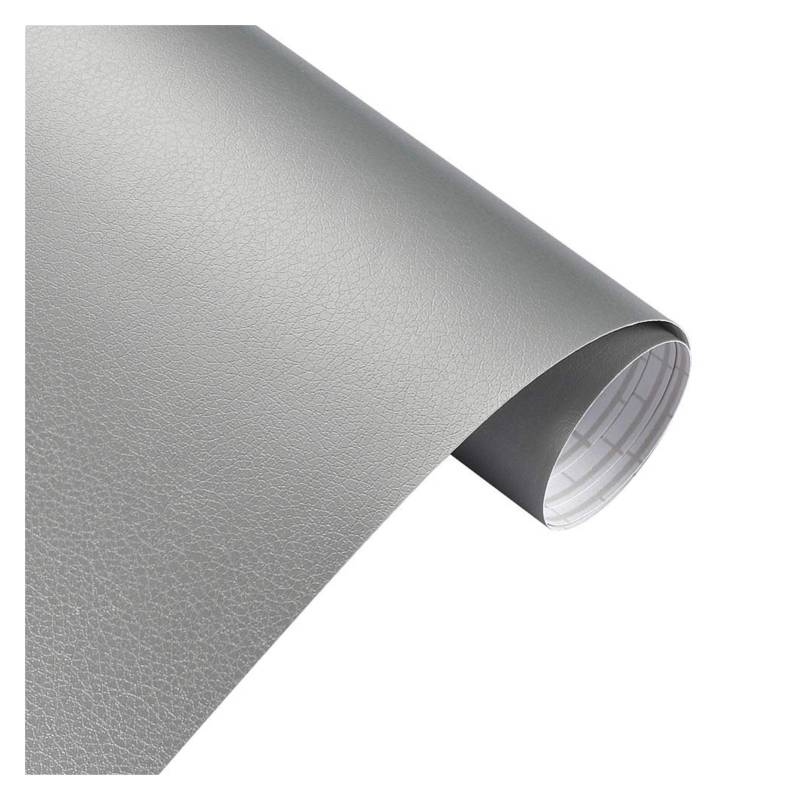 Autofolie,Car Wrapping Folie 30x100cm Leder Muster PVC Adhesive Vinyl Film Aufkleber wasserdichte Dekoration Farbe ändern Abziehbild-Vinyl-Verpackung for Auto-Motorrad(Silver,50x600cm) von CKryzillix