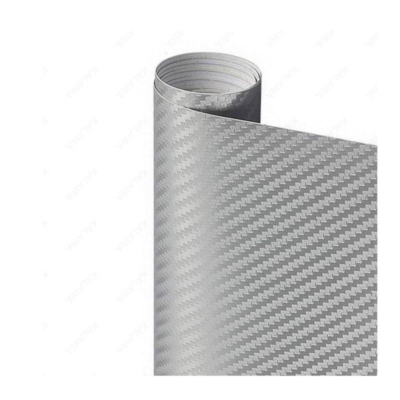 Autofolie,Car Wrapping Folie 3D-Carbon-Faser-Vinyl Multiple Größe Auto-Verpackungs-Blatt-Rolle Film-Auto-Aufkleber Motorrad-Auto-Styling Schwarz Weiss Silber Abziehbilder(Silver,50x200cm) von CKryzillix